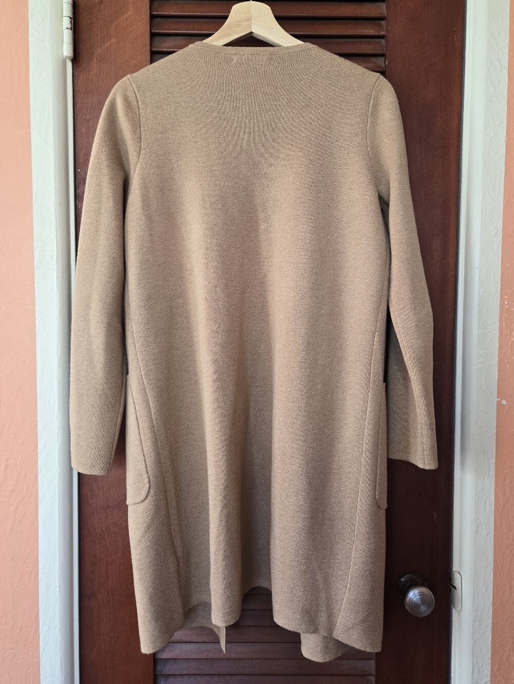 J‎ Crew Juliette Colarless Sweater Blazer Camel Tan Cotton Merino Wool Blend XS - Picture 6 of 11